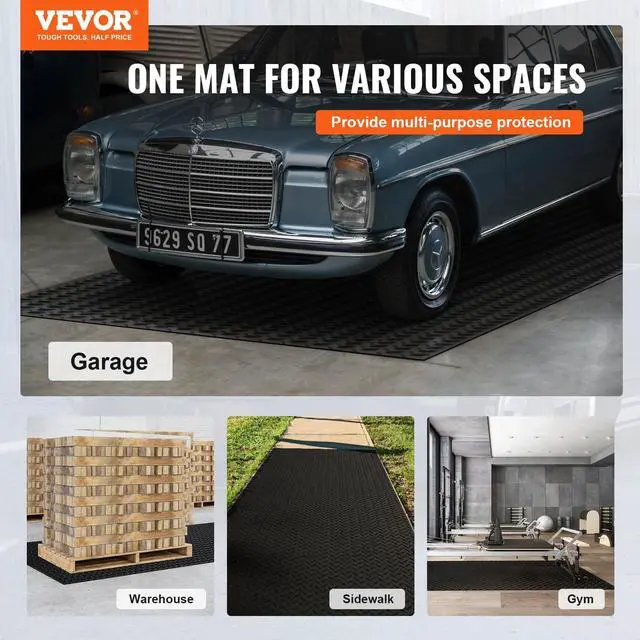 Alt view image 2 of 7 - Diamond-Plate Rubber Flooring Roll, 3 mm x 4 ft x 6 ft Garage Floor Mat, SBR Rubber Garage Flooring Roll, Easy to Clean, Diamond Plate Rubber Mat for Under Cars, Garage Industry Gym, Black