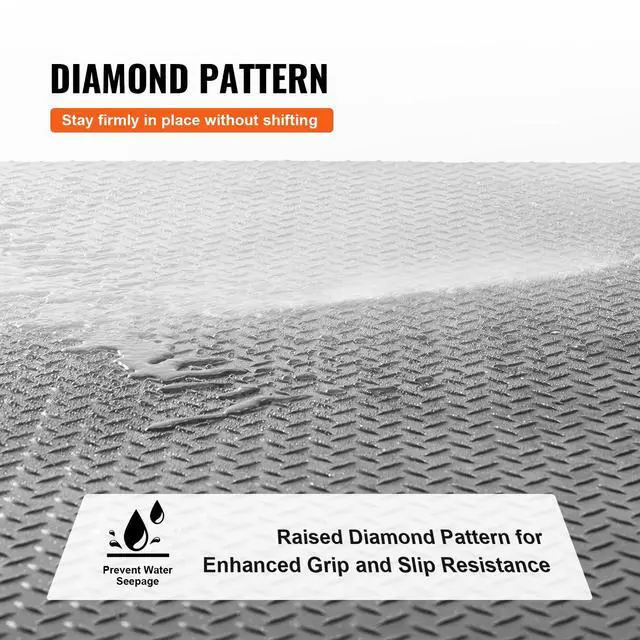 Alt view image 4 of 7 - Diamond-Plate Rubber Flooring Roll, 3 mm x 4 ft x 6 ft Garage Floor Mat, SBR Rubber Garage Flooring Roll, Easy to Clean, Diamond Plate Rubber Mat for Under Cars, Garage Industry Gym, Black