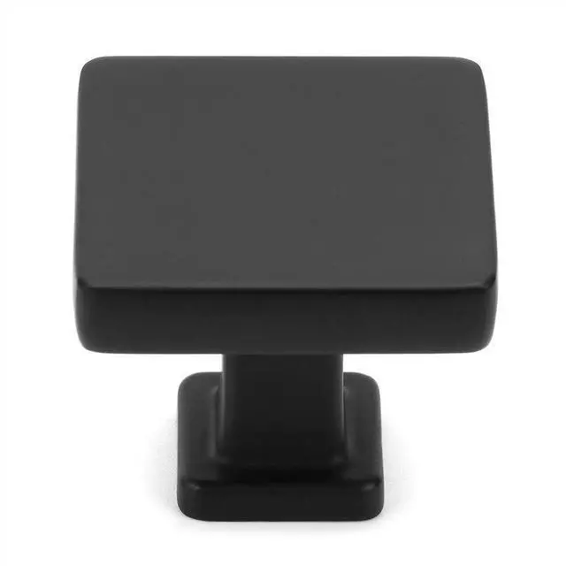 Main image of 10 Pack Matte Black Cabinet Knobs, Square Single Hole Pulls K08 | Solid Hardware, Sturdy, Comfortable Grip, Kitchen Cabinet Handles Drawer Knobs, for Dresser Cupboard Bedroom Bathroom Vanity
