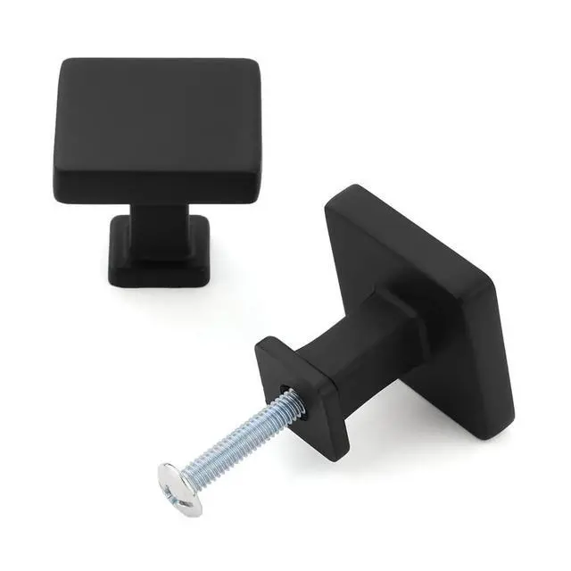 Alt view image 3 of 7 - 10 Pack Matte Black Cabinet Knobs, Square Single Hole Pulls K08 | Solid Hardware, Sturdy, Comfortable Grip, Kitchen Cabinet Handles Drawer Knobs, for Dresser Cupboard Bedroom Bathroom Vanity