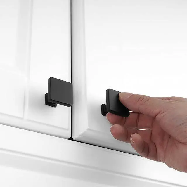 Alt view image 4 of 7 - 10 Pack Matte Black Cabinet Knobs, Square Single Hole Pulls K08 | Solid Hardware, Sturdy, Comfortable Grip, Kitchen Cabinet Handles Drawer Knobs, for Dresser Cupboard Bedroom Bathroom Vanity