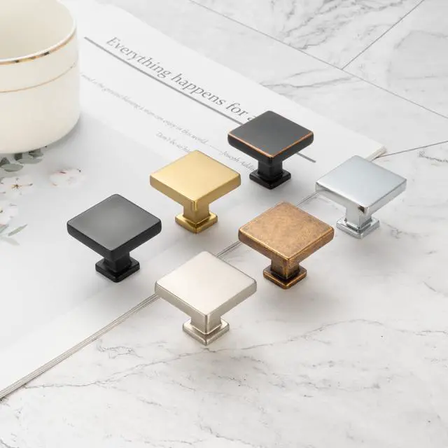 Alt view image 7 of 7 - 10 Pack Matte Black Cabinet Knobs, Square Single Hole Pulls K08 | Solid Hardware, Sturdy, Comfortable Grip, Kitchen Cabinet Handles Drawer Knobs, for Dresser Cupboard Bedroom Bathroom Vanity