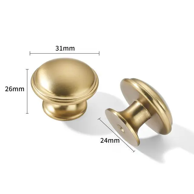 Alt view image 2 of 5 - 10 Pack Knob Champagne Bronze Cabinet knobs 1-1/4 inch Solid Heavy Duty Tradition Bifold Closet Door Mushroom Knobs Cabinet Hardware for Kitchens cabinets Dresser Bathroom