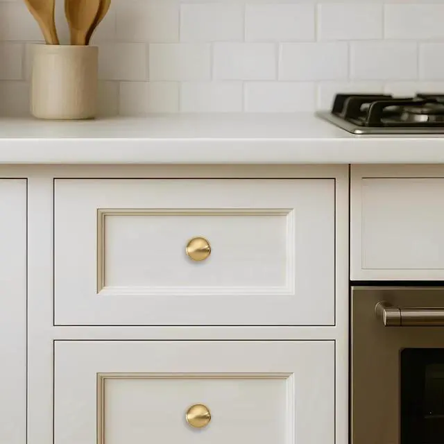 Alt view image 3 of 5 - 10 Pack Knob Champagne Bronze Cabinet knobs 1-1/4 inch Solid Heavy Duty Tradition Bifold Closet Door Mushroom Knobs Cabinet Hardware for Kitchens cabinets Dresser Bathroom