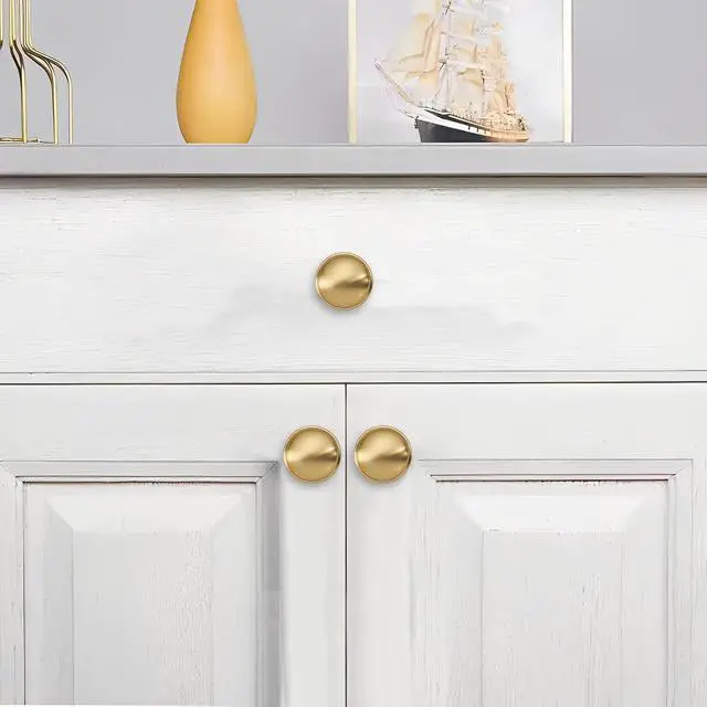Alt view image 5 of 5 - 10 Pack Knob Champagne Bronze Cabinet knobs 1-1/4 inch Solid Heavy Duty Tradition Bifold Closet Door Mushroom Knobs Cabinet Hardware for Kitchens cabinets Dresser Bathroom