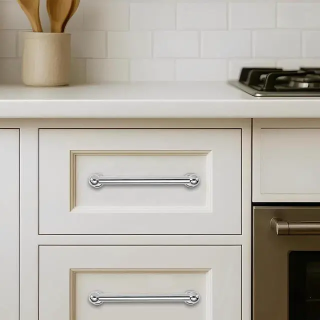 Alt view image 3 of 6 - 10 Pack 5 inch(128mm) Hole Center Vibrant Polished Chrome Cabinet Pulls Solid Heavy-Duty Kitchen Cabinet Hardware for Drawers Dressing Table Bathroom Handle