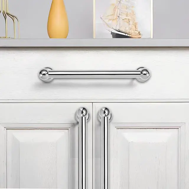 Alt view image 5 of 6 - 10 Pack 5 inch(128mm) Hole Center Vibrant Polished Chrome Cabinet Pulls Solid Heavy-Duty Kitchen Cabinet Hardware for Drawers Dressing Table Bathroom Handle