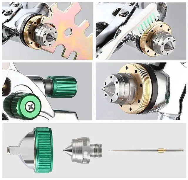 Alt view image 3 of 7 - Professional HVLP Spray Gun Set Gravity Feed Air Spray Gun with 1.4, 1.7, 2.0mm Nozzles 20oz 600cc with Gauge for Auto Paint, Primer, Clear/Top Coat & Touch-Up (Not Suitable for Latex Paint)
