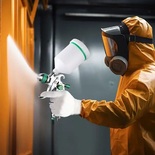 Alt view image 6 of 7 - Professional HVLP Spray Gun Set Gravity Feed Air Spray Gun with 1.4, 1.7, 2.0mm Nozzles 20oz 600cc with Gauge for Auto Paint, Primer, Clear/Top Coat & Touch-Up (Not Suitable for Latex Paint)