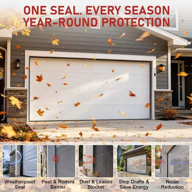 Alt view image 3 of 7 - Garage Door Seal Top and Sides - 36 Ft Garage Door Weather Stripping Side Seal, Heavy Duty Weatherproof TPE, Insulates, Prevents Drafts, Easy Installation for Homeowners and DIYers