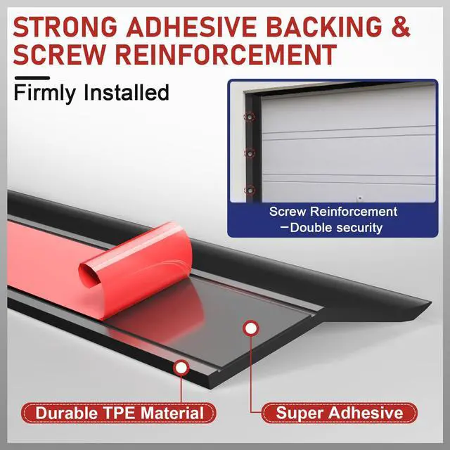 Alt view image 6 of 7 - Garage Door Seal Top and Sides - 36 Ft Garage Door Weather Stripping Side Seal, Heavy Duty Weatherproof TPE, Insulates, Prevents Drafts, Easy Installation for Homeowners and DIYers