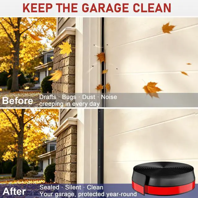 Alt view image 4 of 7 - Garage Door Seal Top and Sides - 36 Ft Garage Door Weather Stripping Side Seal, Heavy Duty Weatherproof TPE, Insulates, Prevents Drafts, Easy Installation for Homeowners and DIYers
