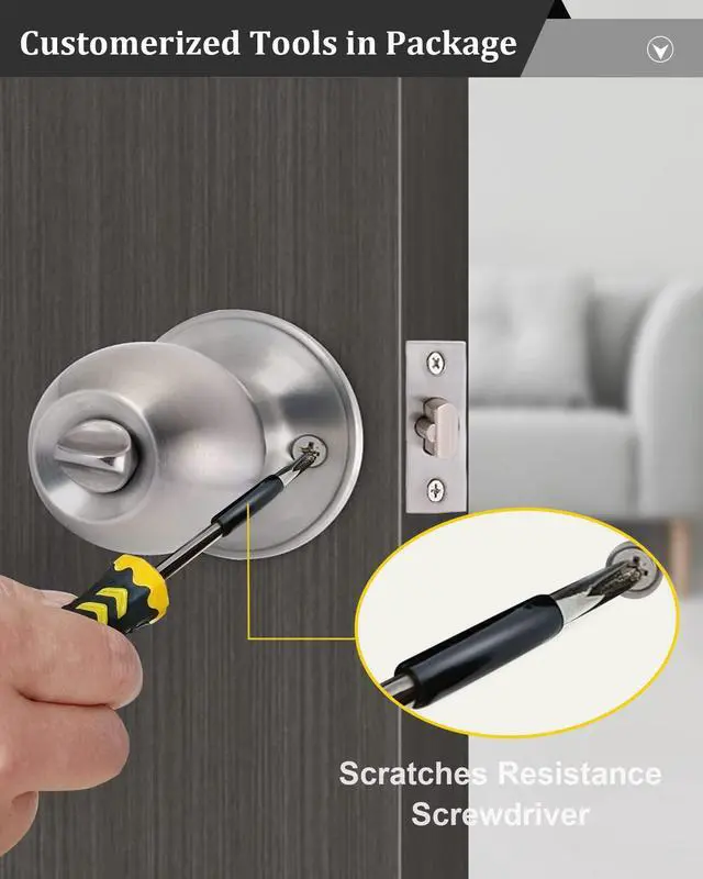 Alt view image 2 of 6 - 2 Sets All Keyed Same Entry Door Knob and Single Cylinder Deadbolt Combo Set, Round Ball Satin Nickel Exterior Door Knobs with Lock and Keys for Entrance and Front Door