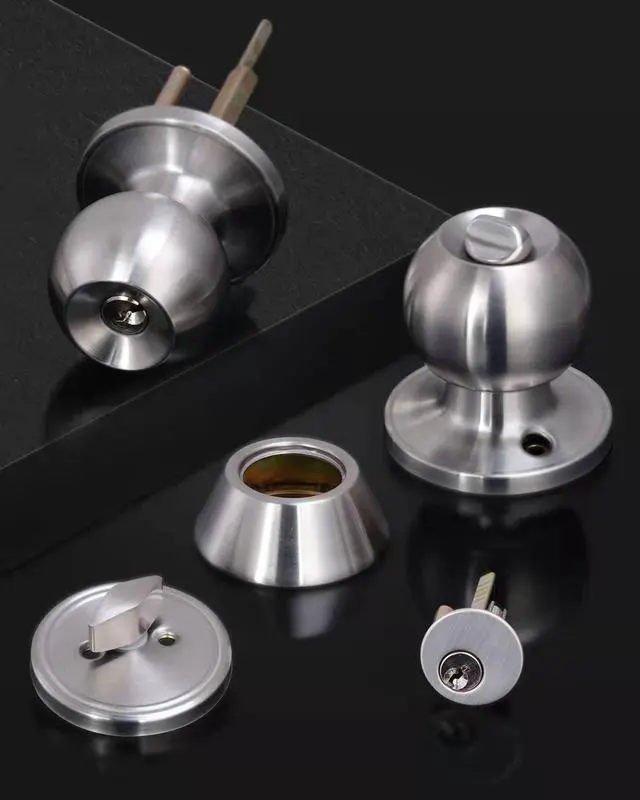 Alt view image 5 of 6 - 2 Sets All Keyed Same Entry Door Knob and Single Cylinder Deadbolt Combo Set, Round Ball Satin Nickel Exterior Door Knobs with Lock and Keys for Entrance and Front Door