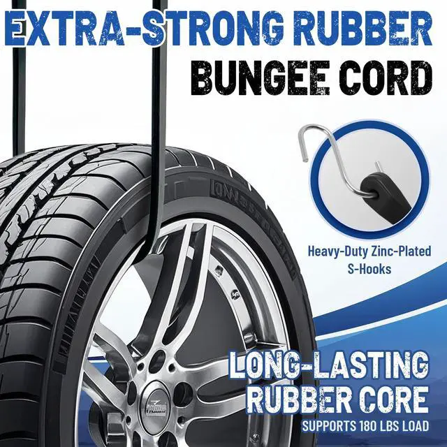 Alt view image 5 of 7 - Bungee Cords with Hooks (10 Pack) 10", 15", 21", 31" Heavy Duty EPDM Rubber Tarp Straps, Max Stretch 2X, Load 180+ LBS, Crimped S Hooks for Cargo, Trucks, Camping, Outdoor Use
