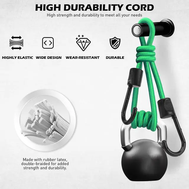 Alt view image 5 of 7 - 60-Piece Bungee Cords Assorted Sizes - 10" 18" 24" 32" 40" Bungee Cords with Hooks, Heavy Duty Outdoor, Large Medium Small Mini Elastic Canopy Tarp Bungee Ball Ties Tarp Clips Organizer