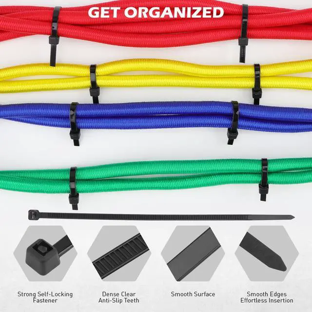 Alt view image 6 of 7 - 60-Piece Bungee Cords Assorted Sizes - 10" 18" 24" 32" 40" Bungee Cords with Hooks, Heavy Duty Outdoor, Large Medium Small Mini Elastic Canopy Tarp Bungee Ball Ties Tarp Clips Organizer