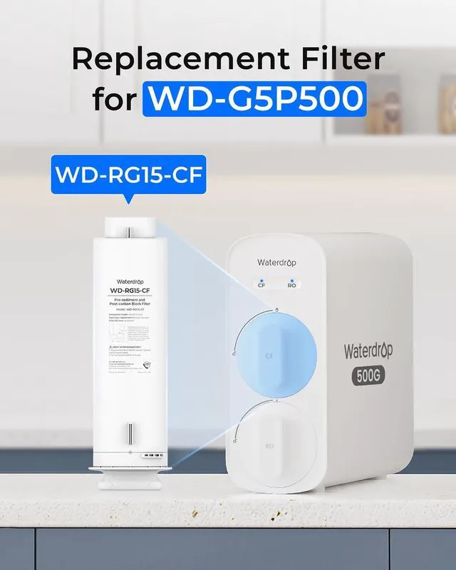 Alt view image 2 of 7 - G5P500-CF Filter, Replacement for G5P500 RO System | 6-Month, Easy Filter Replacement, Long lifespan, Under-Sink Reverse Osmosis Filter, No Mineral Added