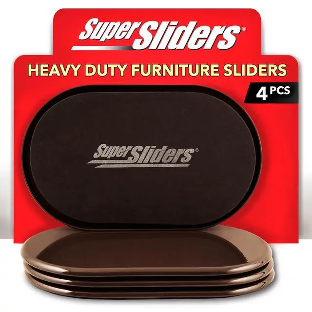 Main image of 5-3/4" x 9-1/2" XL Oval Reusable Furniture Sliders for Carpet, Anti-Slip Protective Furniture Moving Pads for Beds, Sofas, Dressers, Set of 4, Brown
