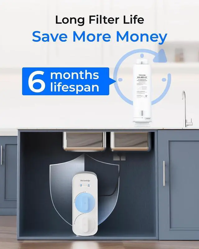 Alt view image 6 of 7 - G5P500-CF Filter, Replacement for G5P500 RO System | 6-Month, Easy Filter Replacement, Long lifespan, Under-Sink Reverse Osmosis Filter, No Mineral Added