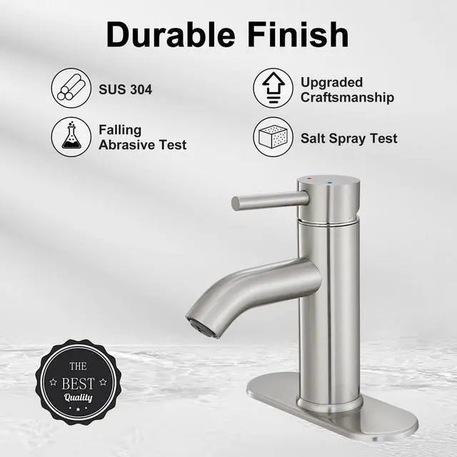 Alt view image 2 of 6 - Brushed Nickel Bathroom Faucet Single Handle Bathroom Vanity Sink Faucet with Pop-up Drain, Rv Lavatory Vessel Faucet Basin Mixer Tap with Deck Plate