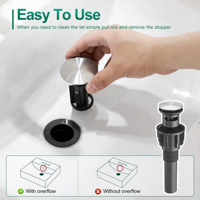 Alt view image 3 of 6 - Brushed Nickel Bathroom Faucet Single Handle Bathroom Vanity Sink Faucet with Pop-up Drain, Rv Lavatory Vessel Faucet Basin Mixer Tap with Deck Plate