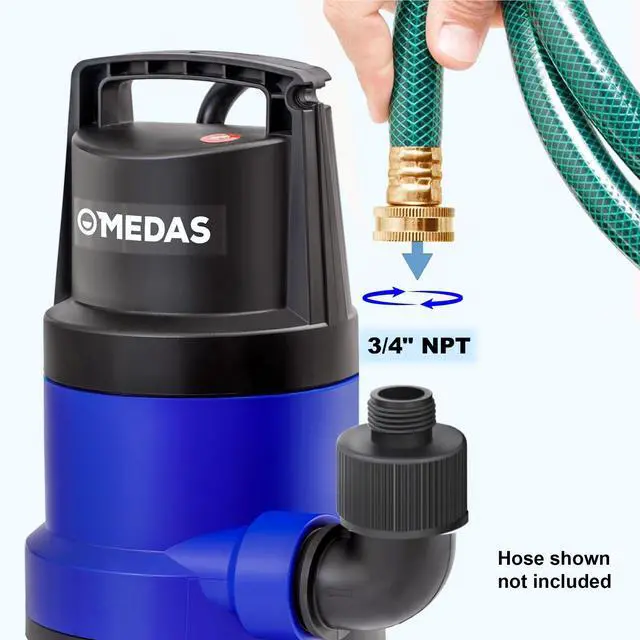 Alt view image 3 of 7 - 1HP 3434 GPH Sump Pump Submersible Clean/Dirty Water Pump Portable Utility Pump with 16.4ft Cord for Swimming Pool Garden Basement Tub Pond Draining
