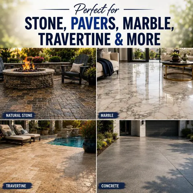 Alt view image 4 of 7 - Color Enhancer Sealer for All-Natural Stone and Pavers. Marble, Travertine, Limestone, Granite, Slate, Concrete, Grout, Brick, Block. (1-Quart)