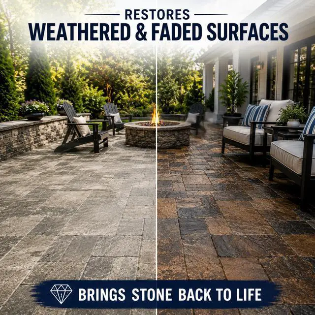 Alt view image 6 of 7 - Color Enhancer Sealer for All-Natural Stone and Pavers. Marble, Travertine, Limestone, Granite, Slate, Concrete, Grout, Brick, Block. (1-Quart)