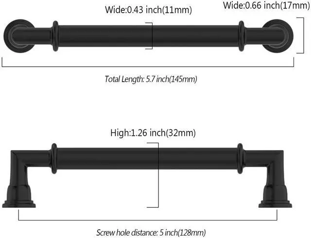 Alt view image 2 of 7 - 10 Pack 5 Inch(128mm) Matte Black Kitchen Cabinet Handles, Cabinet Pulls Kitchen Cabinet Hardware for Cupboard Drawer Pulls