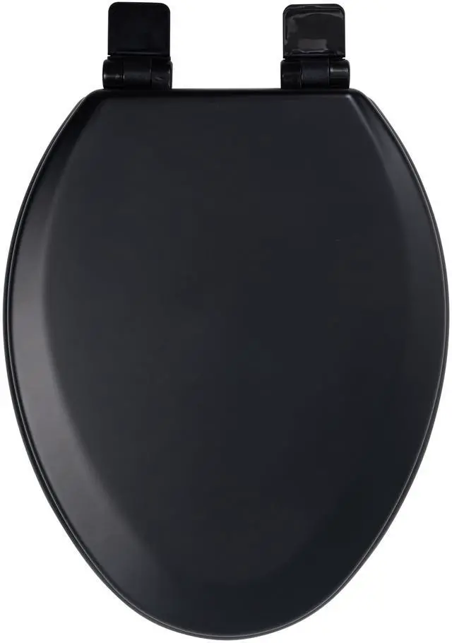 Main image of Toilet Seat, Slow Close, Soft Touch, Ultra-Smooth Matte Finish (No Orange-Peel Texture), Premium Moulded Wood, Quick Release, (Black, Elongated)