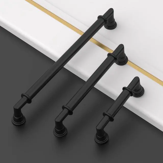Alt view image 6 of 7 - 10 Pack 5 Inch(128mm) Matte Black Kitchen Cabinet Handles, Cabinet Pulls Kitchen Cabinet Hardware for Cupboard Drawer Pulls