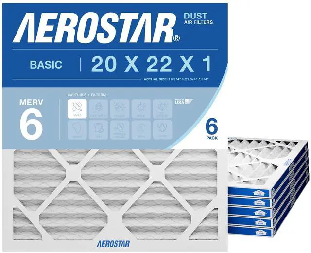 Main image of Air Filter 20x22x1 MERV 6 AC Filter, HVAC, Furnace Filter, 6 Pack | ACTUAL SIZE (19.75 x 21.75 x 0.75) AC Filter, HVAC, Furnace Filter for Dust, Lint & Pollen Control MERV 6 (MPR 300)