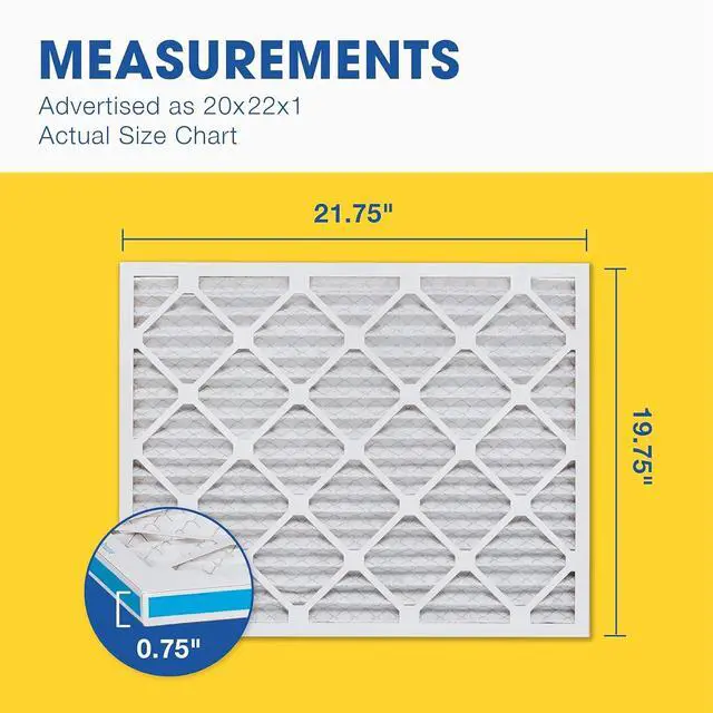 Alt view image 5 of 7 - Air Filter 20x22x1 MERV 6 AC Filter, HVAC, Furnace Filter, 6 Pack | ACTUAL SIZE (19.75 x 21.75 x 0.75) AC Filter, HVAC, Furnace Filter for Dust, Lint & Pollen Control MERV 6 (MPR 300)