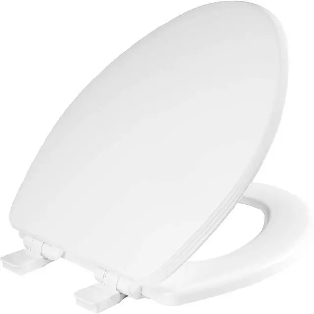 Main image of Ashland Modern Wood Toilet Seat with Decorative Edge, Slow Close, Secure Hinges, Made in USA, Elongated, White
