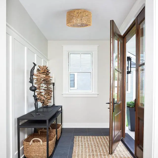 Alt view image 5 of 7 - Rattan Ceiling Light Fixture, 3 Light Bohemian Modern Woven Ceiling Light, Boho Flush Mount Ceiling Light for Bedroom Living Room Dining Room, Bulb NOT Included