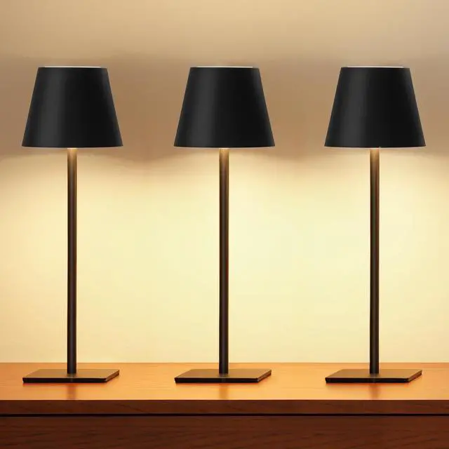 Main image of 3 Pack Cordless Table Lamp, Battery Operated Lamp - Portable Waterproof Rechargeable Table Lamp w/ 3 Color Temps & Stepless Dimming for Dinner, Desk, Cafe, Outdoor (Black)