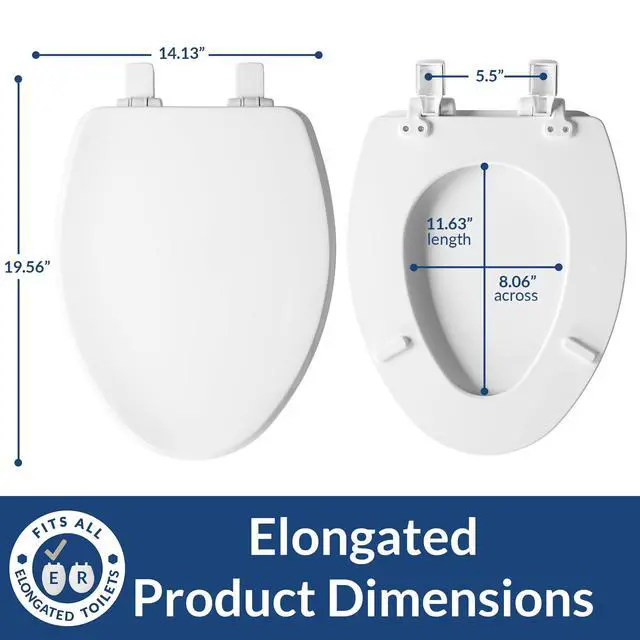 Alt view image 5 of 7 - Ashland Modern Wood Toilet Seat with Decorative Edge, Slow Close, Secure Hinges, Made in USA, Elongated, White