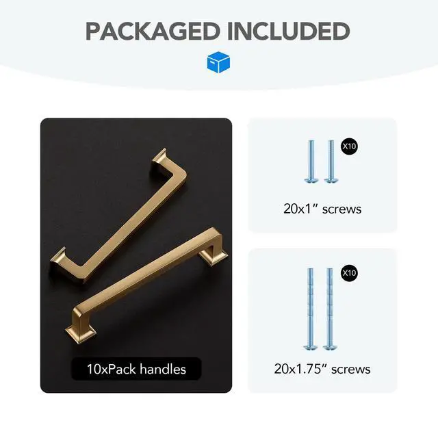 Alt view image 6 of 7 - Champagne Bronze Cabinet Handles Zinc Pulls 5 Inch 10 Pack | Solid Zinc Alloy, Simple Installation, Screws Included, Drawer Pulls for Kitchen Cupboard & Drawer Hardware
