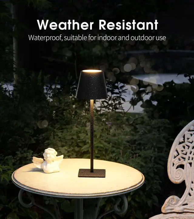 Alt view image 4 of 7 - 3 Pack Cordless Table Lamp, Battery Operated Lamp - Portable Waterproof Rechargeable Table Lamp w/ 3 Color Temps & Stepless Dimming for Dinner, Desk, Cafe, Outdoor (Black)