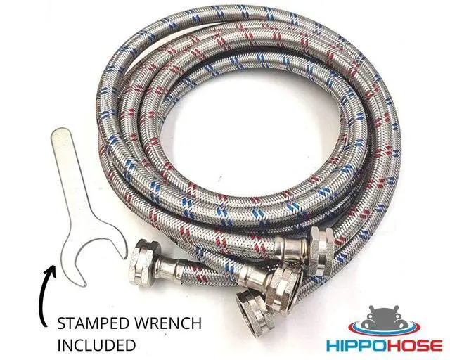 Alt view image 7 of 7 - Washing Machine Hoses (4FT) - OCT Connect for Easy & Secure Tightening - Universal Fit to All Wash Machines - (2 Pack) Braided Stainless Steel - Burst Proof Washer Water Supply Line