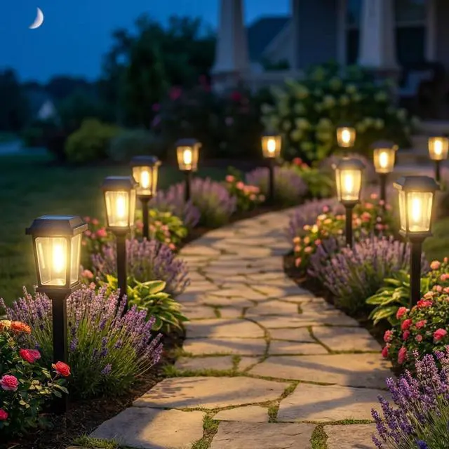 Main image of 12 Pack Solar Lights Outdoor, Modern Solar Pathway Lights Outdoor, Waterproof Auto On/Off Garden Lights for Yard, Landscape Path, Walkway, Driveway Decor (3000K Warm White)