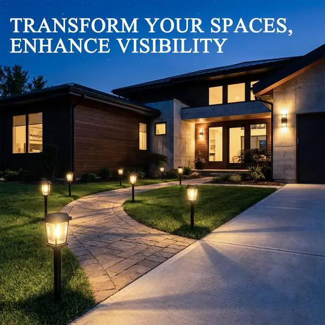 Alt view image 3 of 7 - 12 Pack Solar Lights Outdoor, Modern Solar Pathway Lights Outdoor, Waterproof Auto On/Off Garden Lights for Yard, Landscape Path, Walkway, Driveway Decor (3000K Warm White)