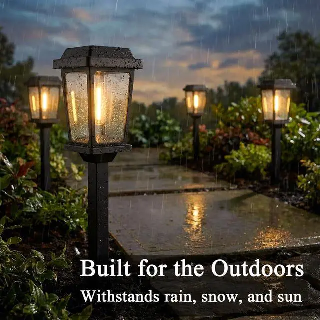 Alt view image 6 of 7 - 12 Pack Solar Lights Outdoor, Modern Solar Pathway Lights Outdoor, Waterproof Auto On/Off Garden Lights for Yard, Landscape Path, Walkway, Driveway Decor (3000K Warm White)