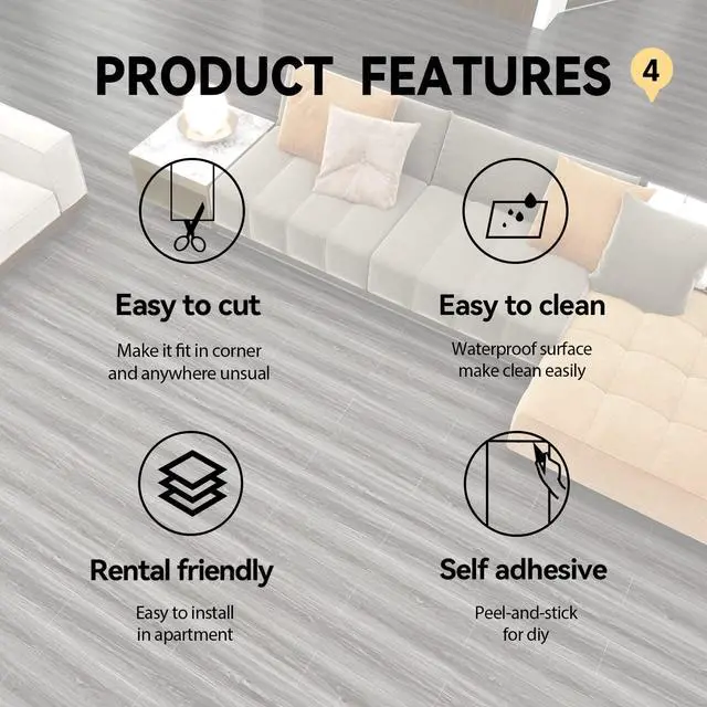 Alt view image 4 of 7 - Woodgrain Vinyl Floor Roll, 11.8" x 118", QuickApply Peel & Stick | Nonslip texture, Good for renters and DIY users, Soft woodlook finish, Works on many surfaces, Easy to cut, Waterproof