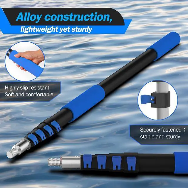 Alt view image 7 of 7 - 26FT Reach Telescopic Extension Pole, 5-20FT Paint Roller Extension Pole with Flip-Lock Design, Aluminum Alloy Threaded Head for Painting Cleaning Dusting & Window Washing Tools
