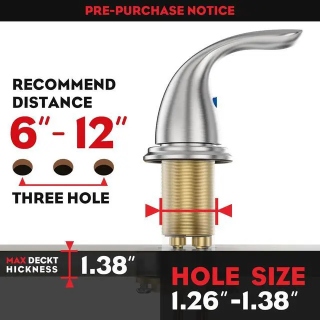 Alt view image 4 of 7 - 8 Inch 2 Handles 3 Holes Deck Mount Brushed Nickel Widespread Bathroom Faucet, with Stainless Steel Pop Up Drain, WF008-5-BN