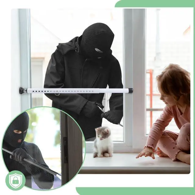 Alt view image 6 of 7 - Sliding Door Security Bar, 17-50 inch Adjustable, Window Security Bar with Rubber Tips, Sliding Door Lock Bars, for Window Safety Bars Home Apartment Safety, Home Apartment Patio Heavy Duty Interior