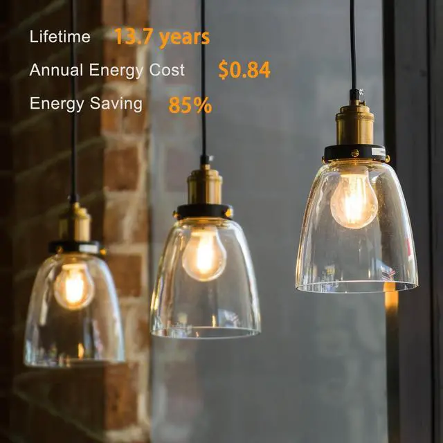 Alt view image 5 of 7 - A19 Vintage Dimmable LED Light Bulbs, E26 Base 60W Equivalent, 6 Pack | 2700K Warm White, 8W, 800 Lumens High Brightness, CRI 80+, Clear Glass Edison Filament, for Home, Farmhouse