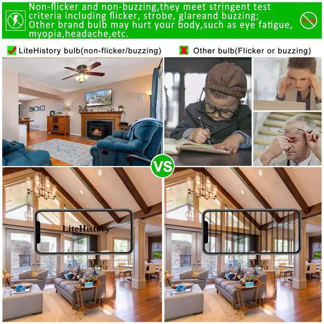 Alt view image 4 of 7 - A15 E26 Led Bulb 60 watt,Dimmable,Soft White Light Bulbs,2700K | 6w=60w light bulbs,600lm,AC120V,ETL,Vintage,Edison bulbs,E26 Bulb for Ceiling Fan light bulbs,Appliance,Refrigerator,6 Pack